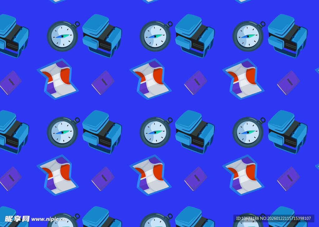 蓝色背景办公用品图案