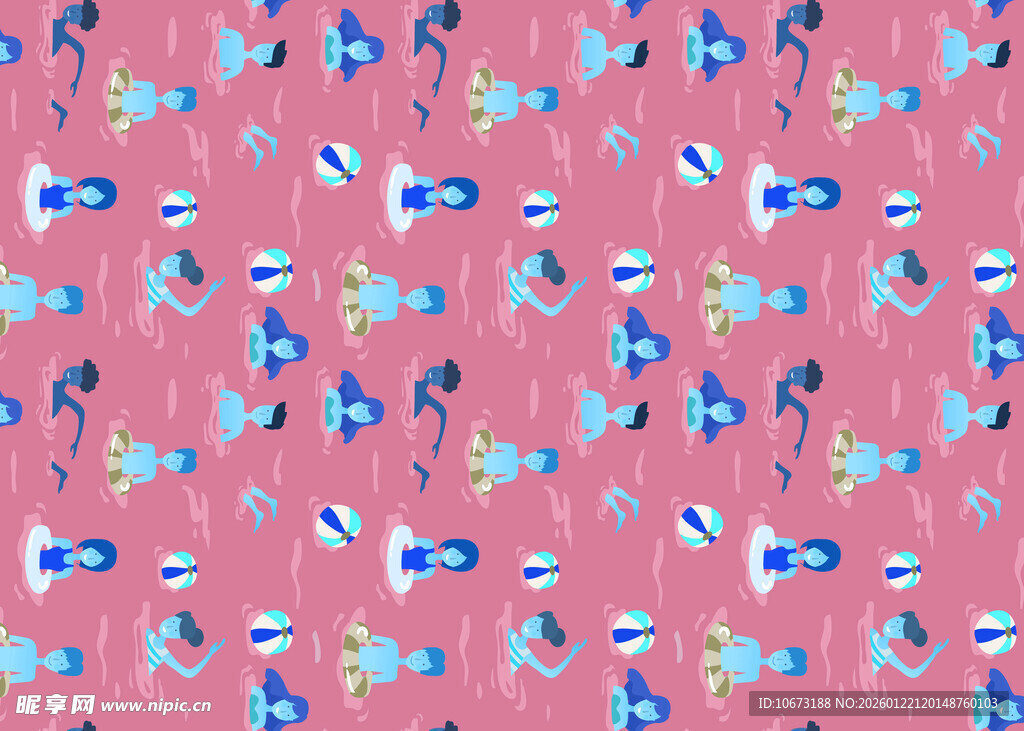 粉色背景卡通图案无缝纹理