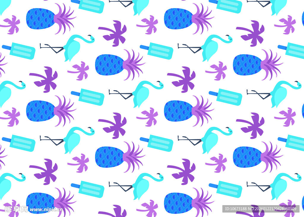 夏日海洋元素无缝图案