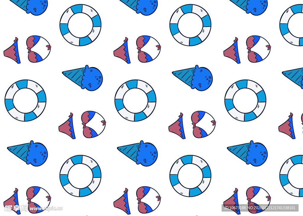 海洋元素无缝图案背景