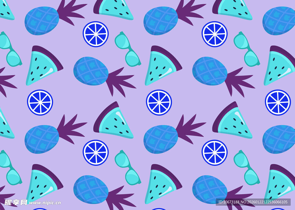 紫色底多彩植物图案背景