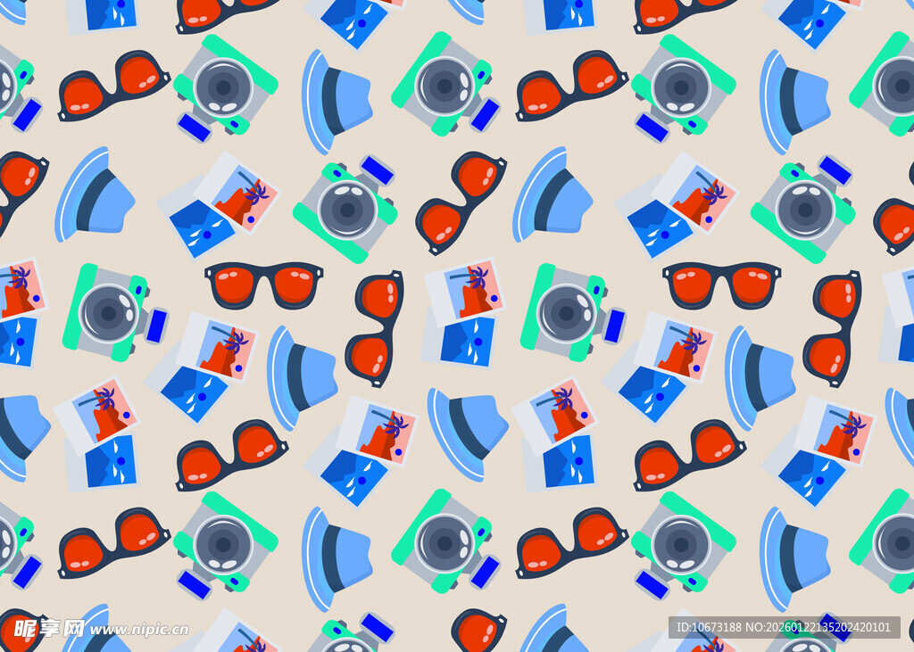 多彩宠物元素无缝图案