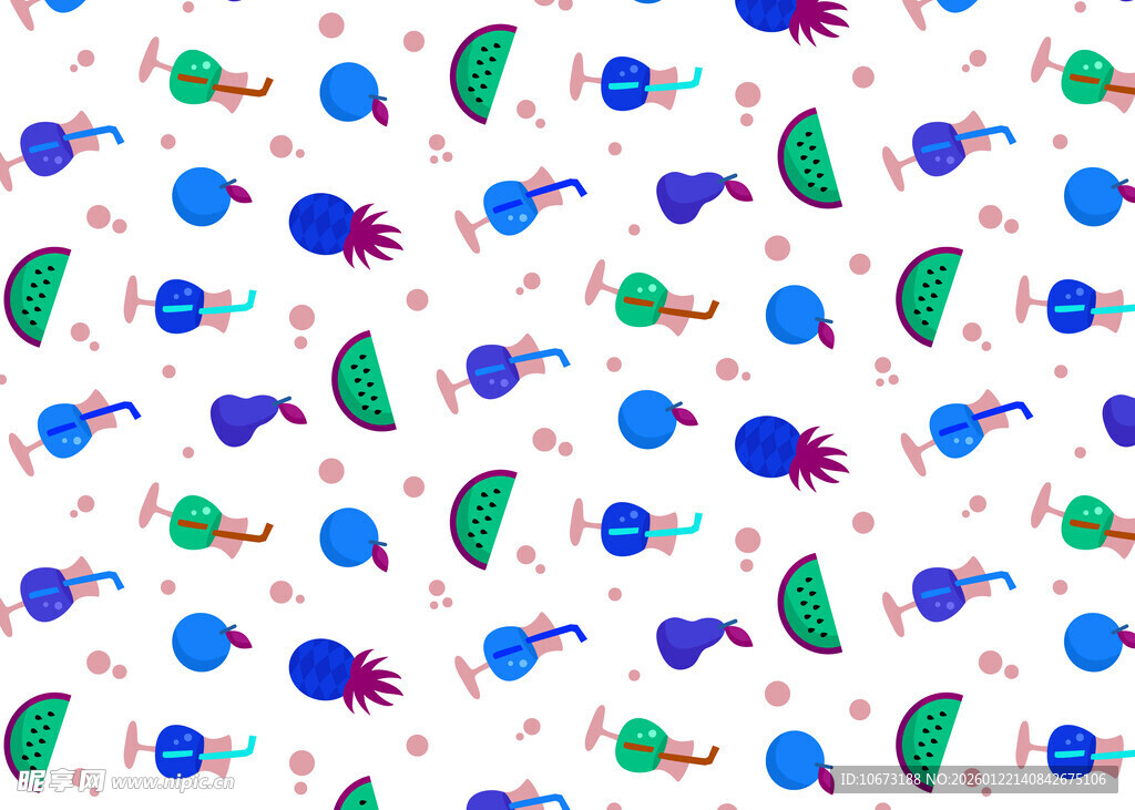 多彩水果图案无缝背景