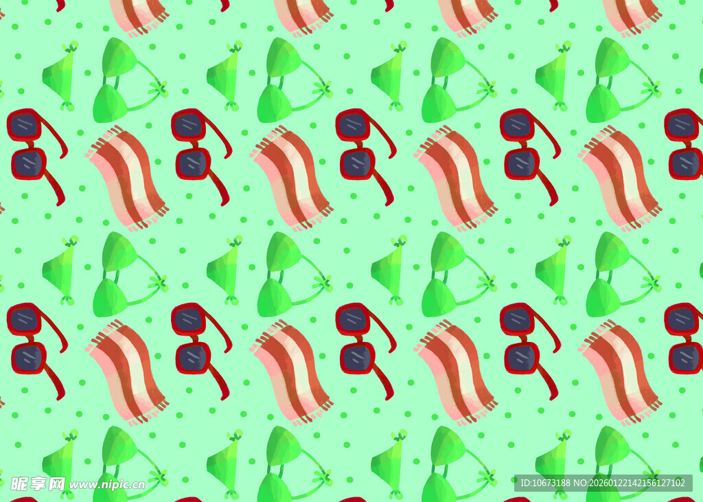 绿色背景热狗图案设计