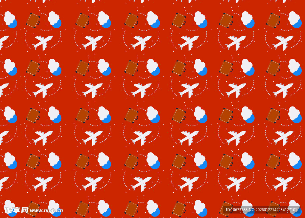 红色背景飞机图案纹理