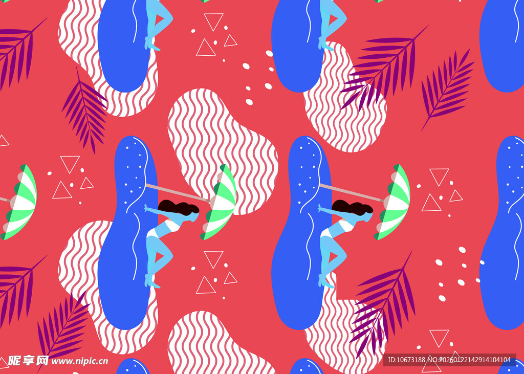 红色背景抽象几何图案设计