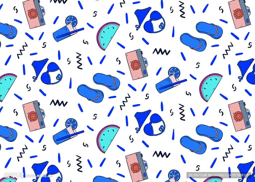 海洋元素无缝图案设计