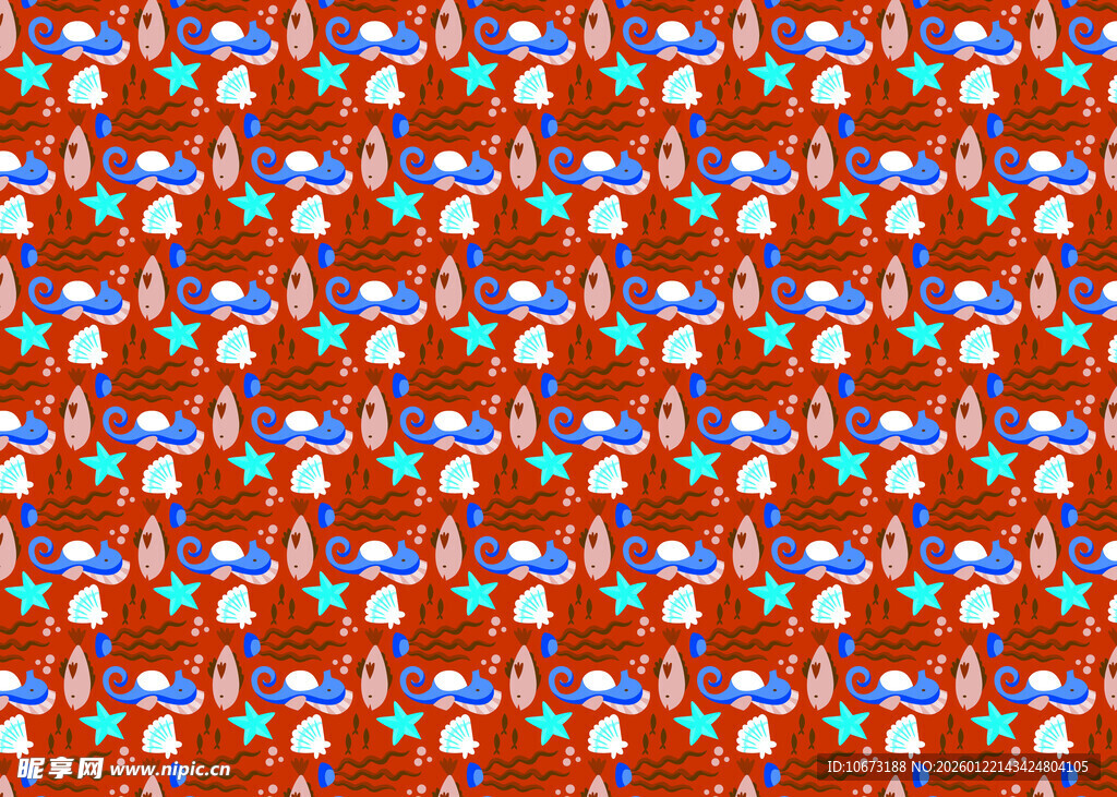 多彩图案的卡通动物背景图