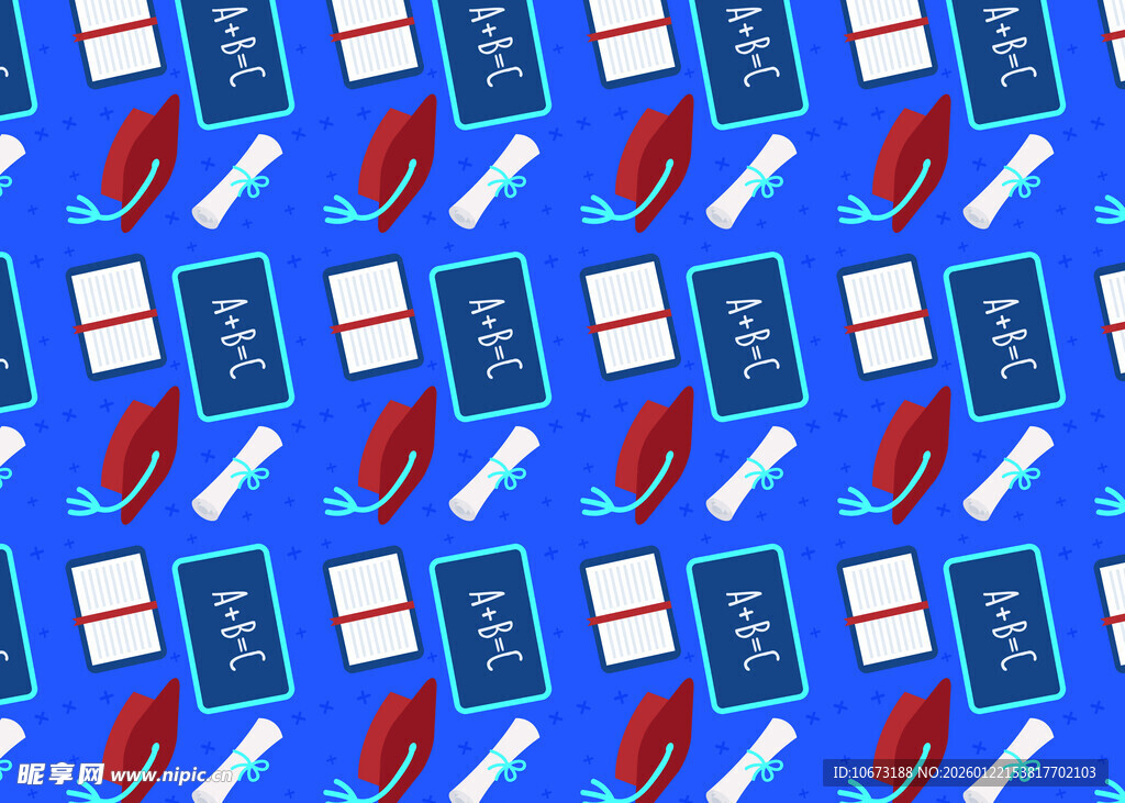 蓝色背景的文具图案
