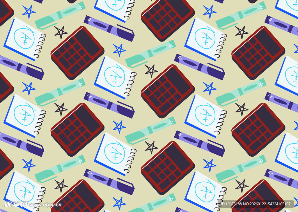 多彩文具无缝图案背景