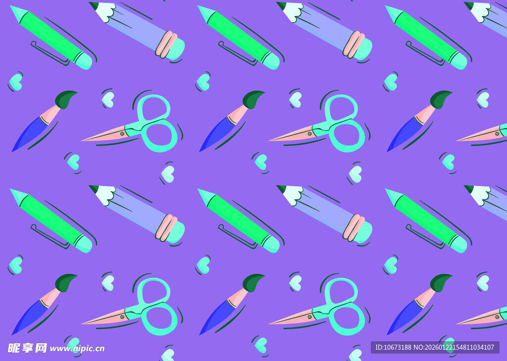 多彩文具图案背景