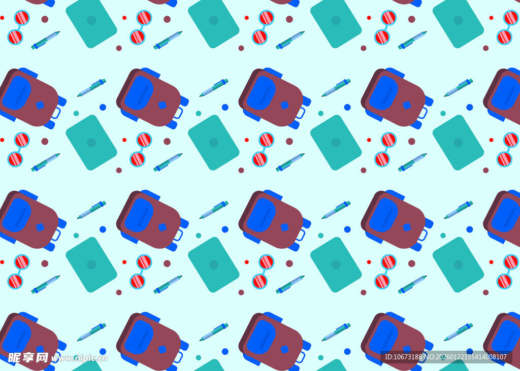 多彩文具图案背景