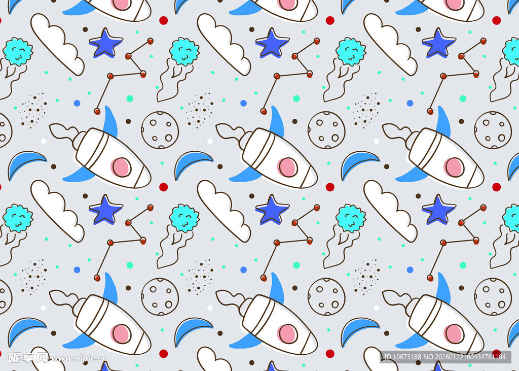 太空主题卡通图案背景