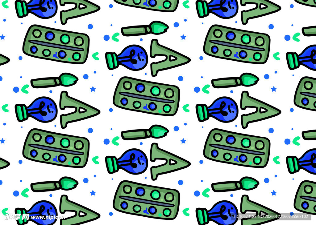 卡通风格医疗元素图案