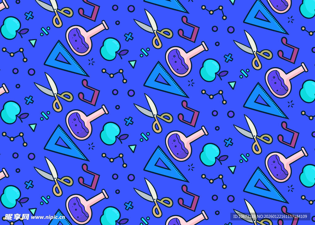 蓝色派对元素无缝图案