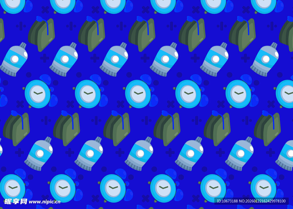 蓝色科技风图标无缝图案