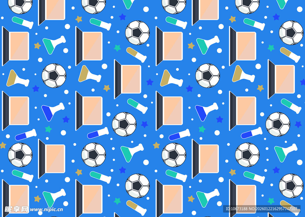 蓝色背景足球相框图案