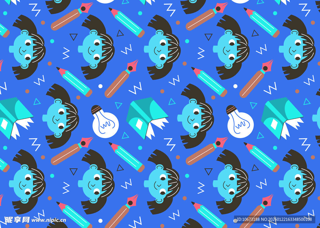 蓝色卡通工具图案背景