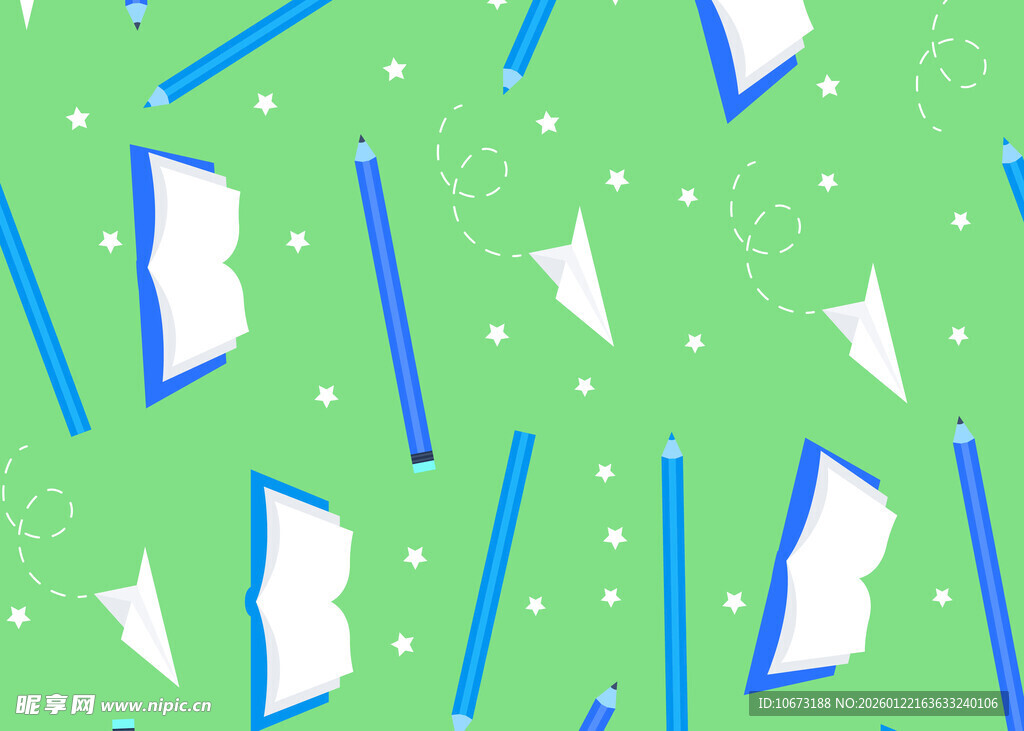 绿色背景的文具图案