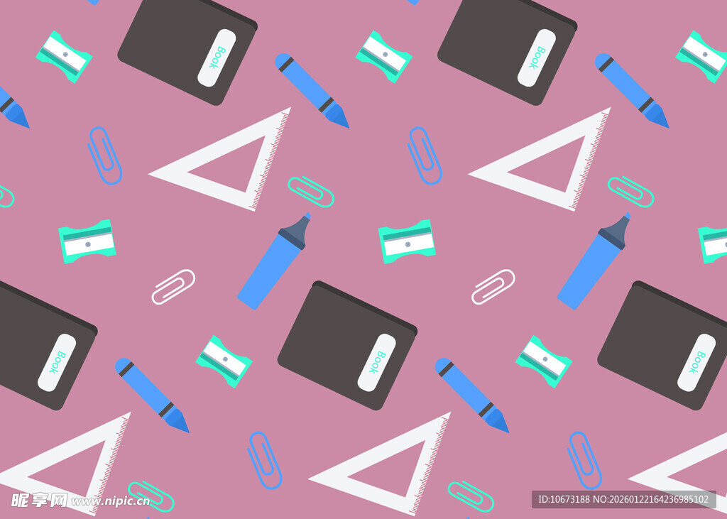 多彩文具图案背景