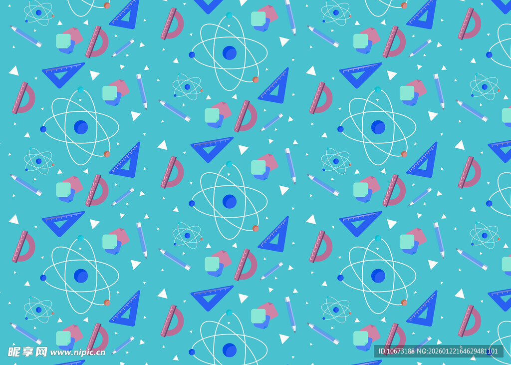 蓝底海洋元素无缝图案