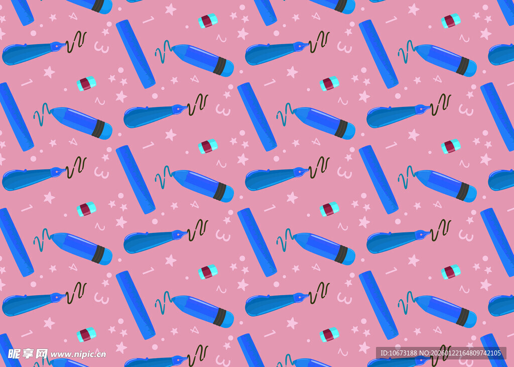 粉色背景钢笔图案设计