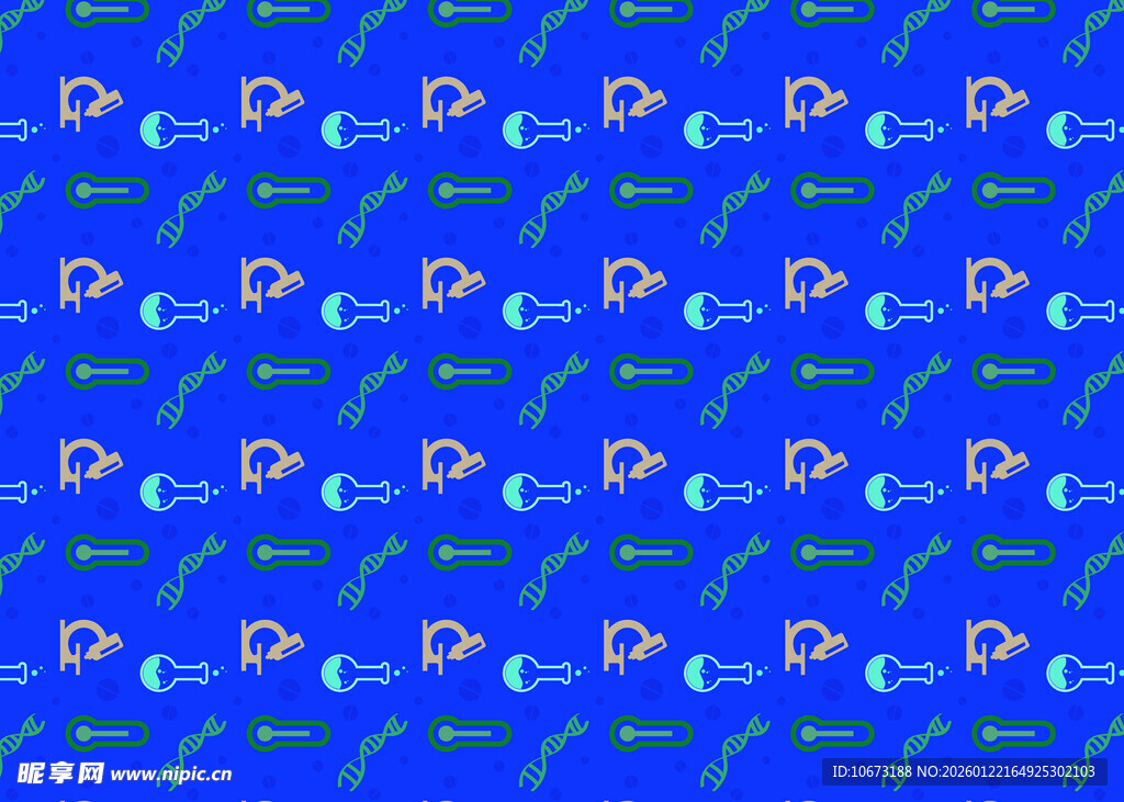 蓝色背景上的重复图案元素