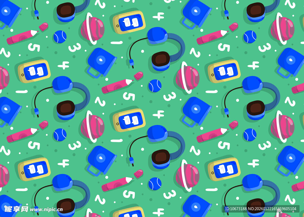 多彩电子元素无缝图案