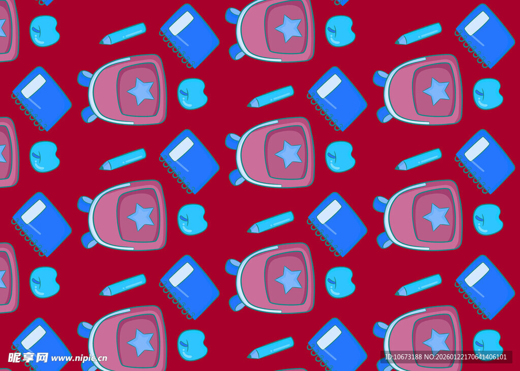 红色背景相机等物图案