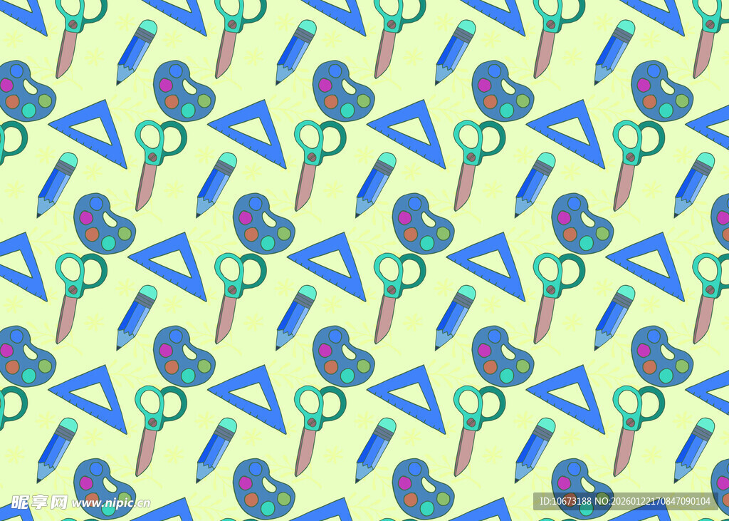 多彩小鸟植物图案背景