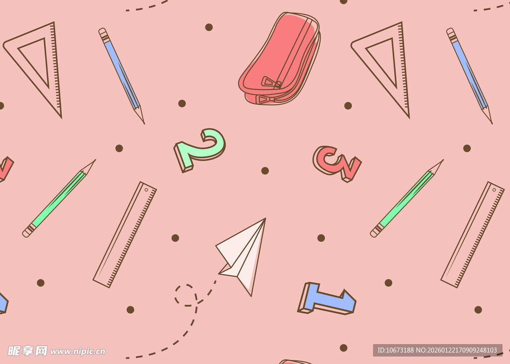 手绘风可爱文具图案背景