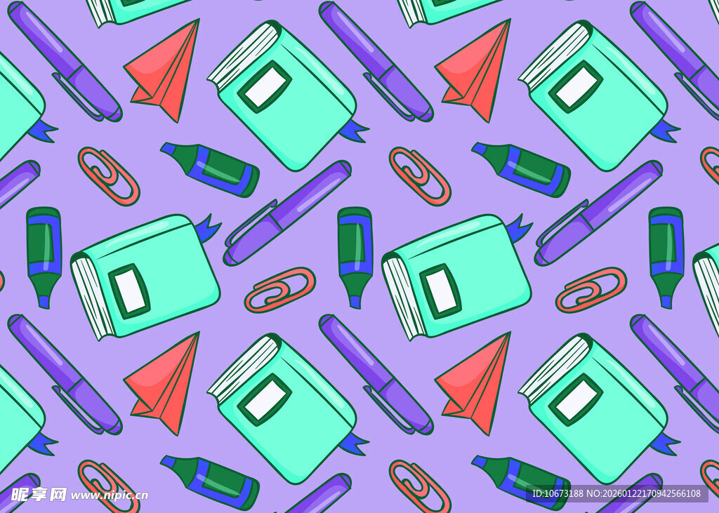 多彩文具图案背景