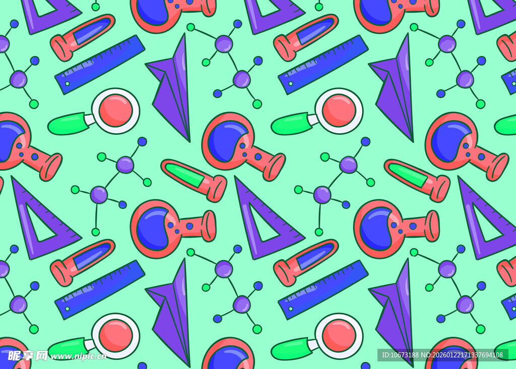 多彩文具图案背景