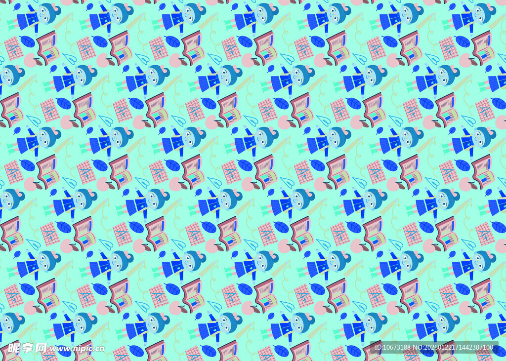 蓝绿花卉图案背景纹理