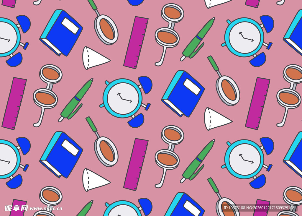 多彩文具图案背景