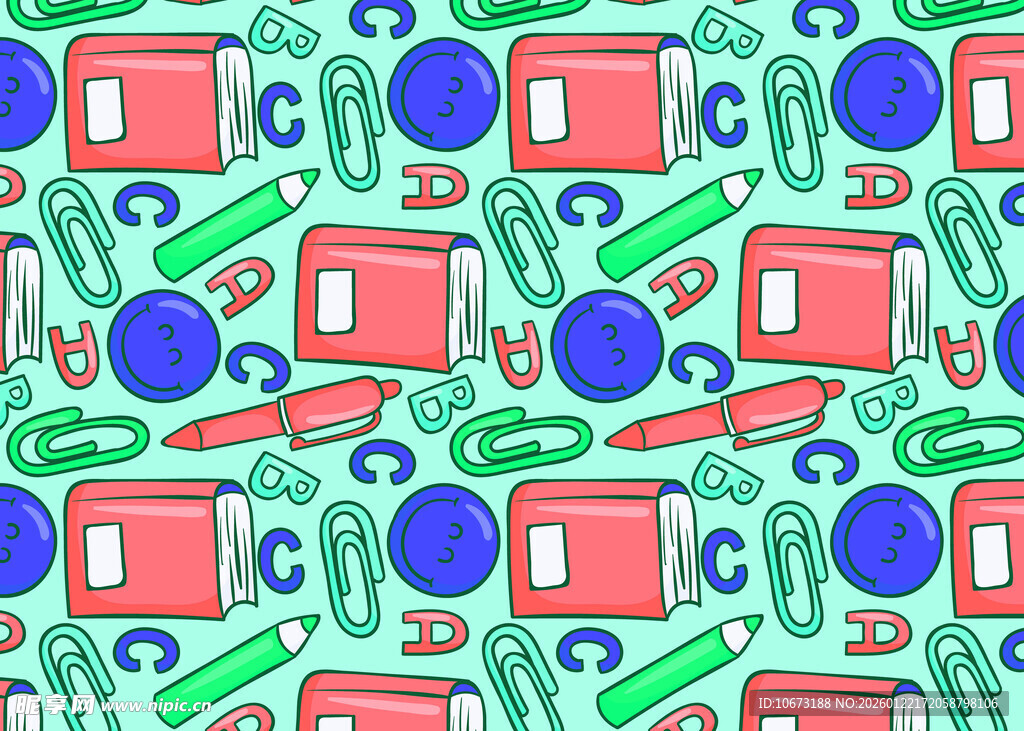 多彩文具图案背景