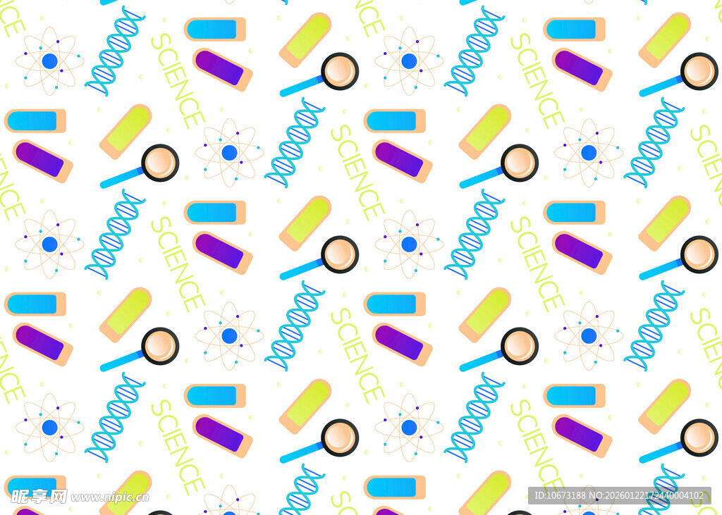 多彩科学工具无缝图案