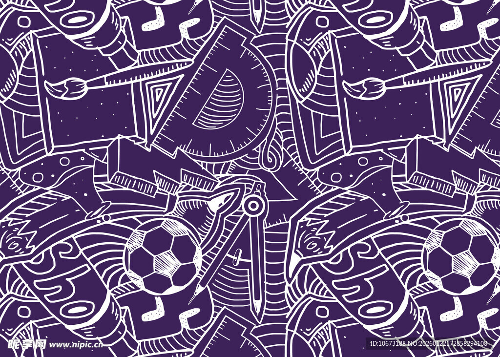 紫色几何图案抽象艺术插画