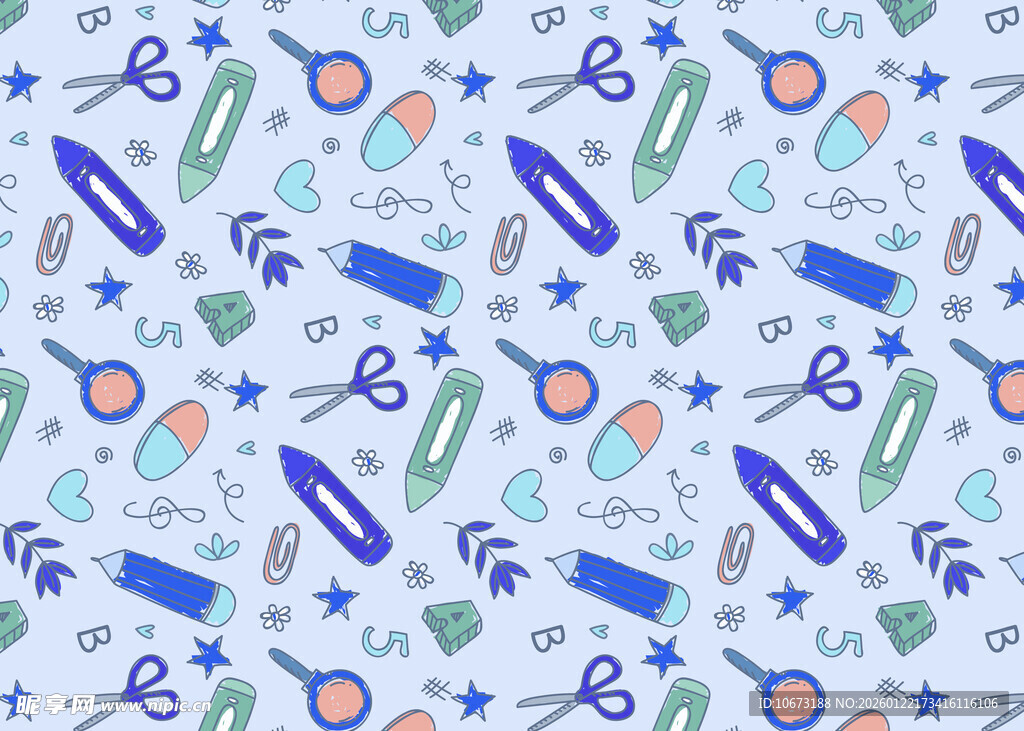 多彩文具图案背景