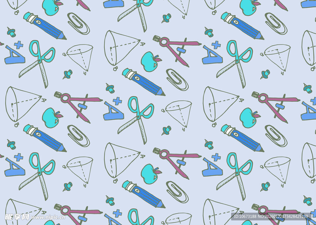 清新手绘文具图案背景