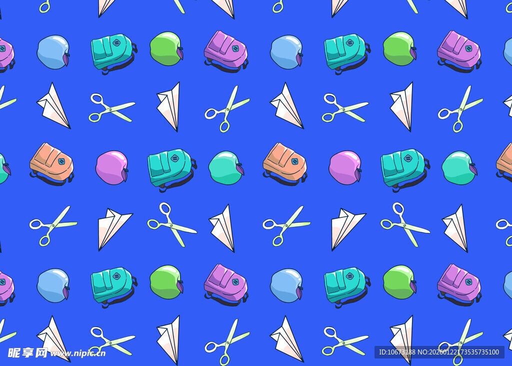 多彩海洋生物无缝图案背景