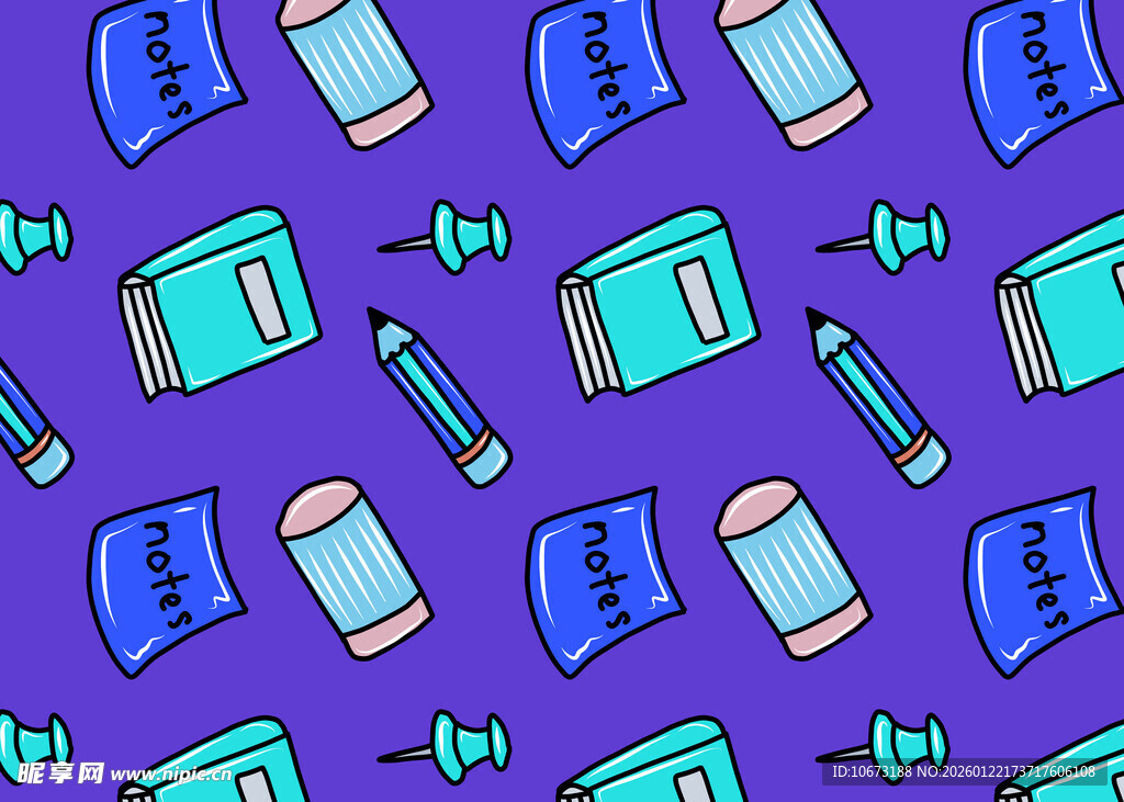 多彩文具图案背景