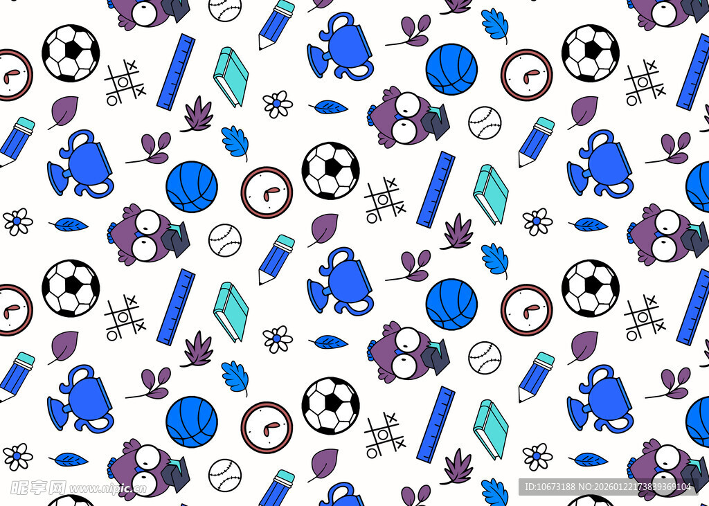 卡通太空元素无缝图案