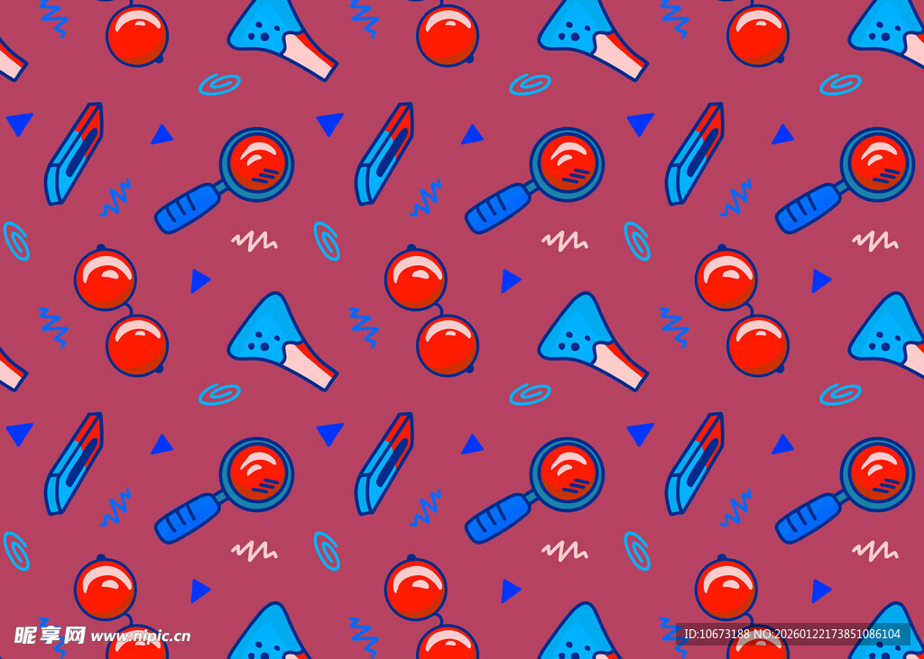 多彩糖果与工具图案背景