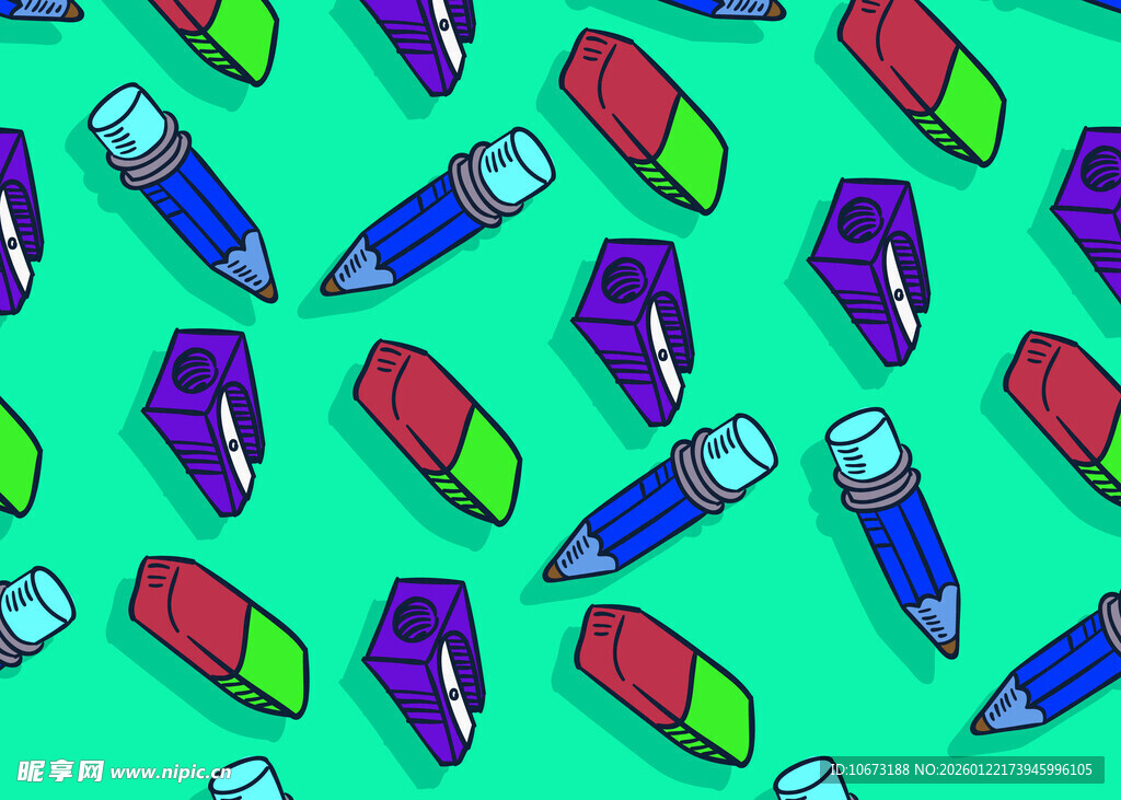 多彩文具图案背景