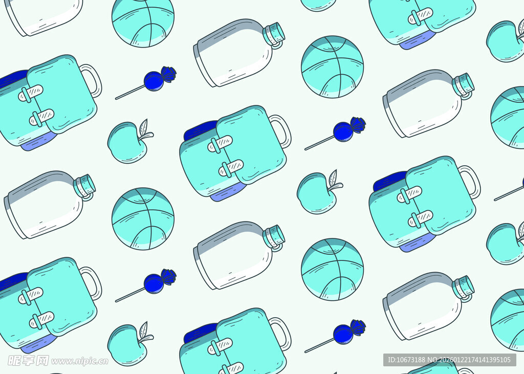 篮球元素无缝图案设计