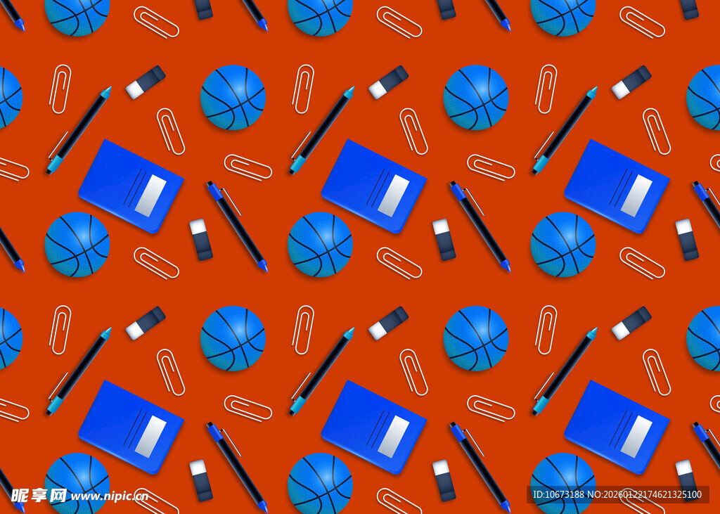 橙色背景文具图案设计