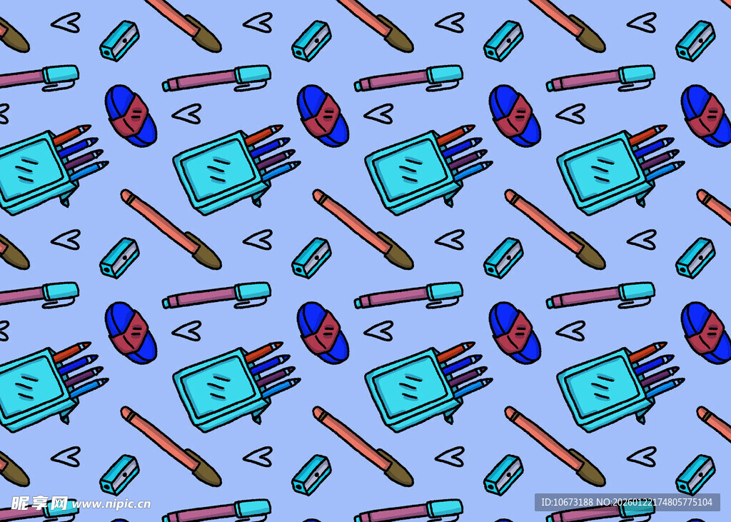 多彩文具图案背景