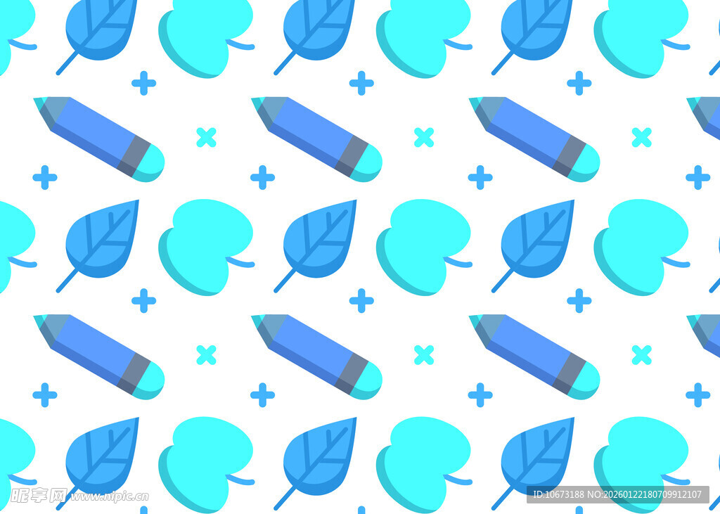 清新蓝调文具图案背景