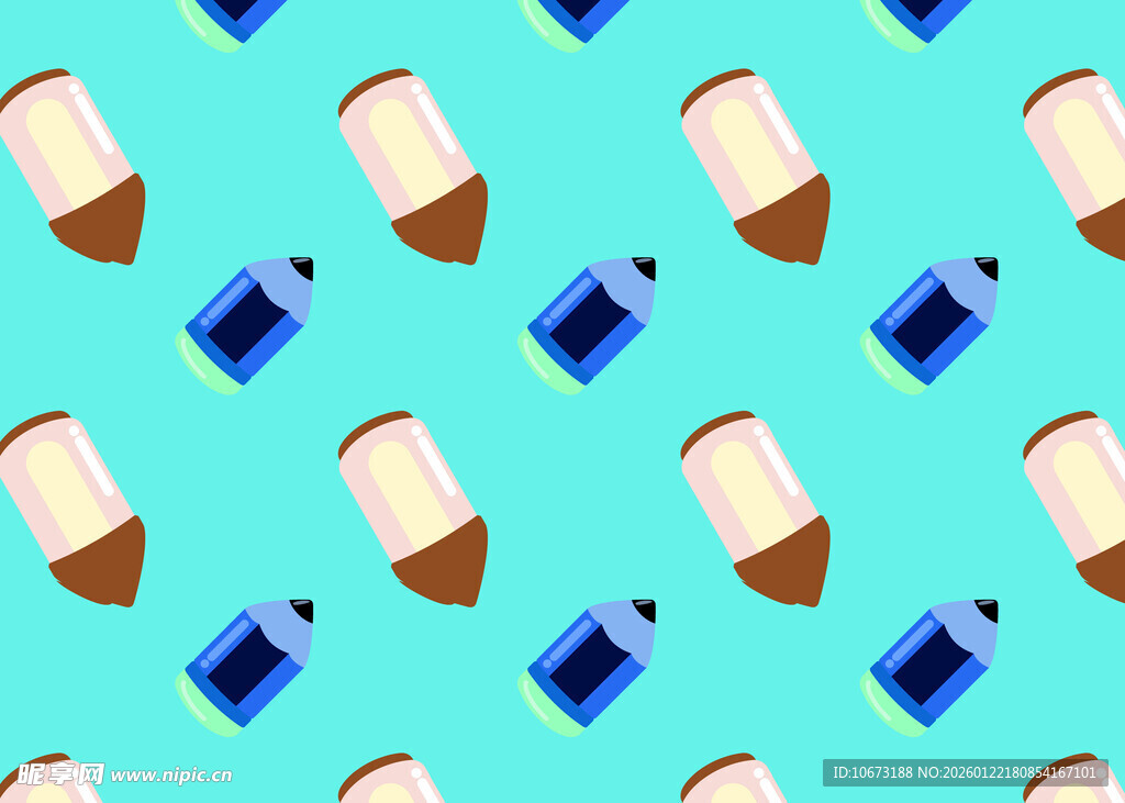 铅笔橡皮图案的蓝色背景